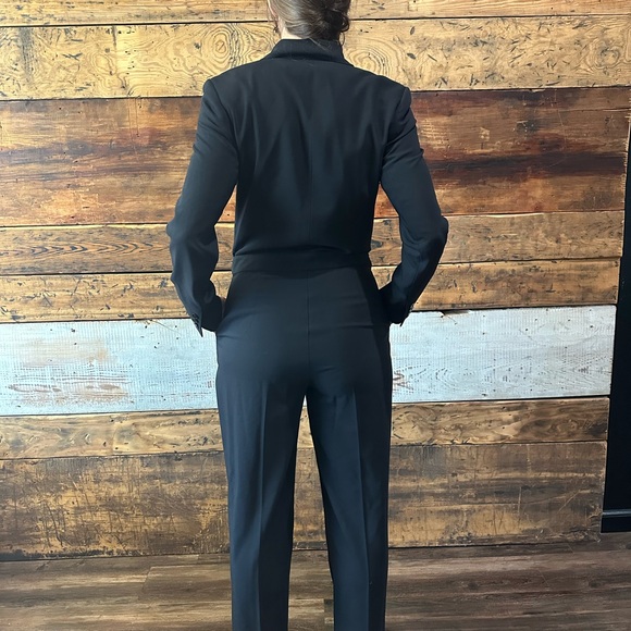 Gorgeous POLO Ralph Lauren Tuxedo-Inspired Wool Blend Satin-Trimmed Jumpsuit - Picture 4 of 7